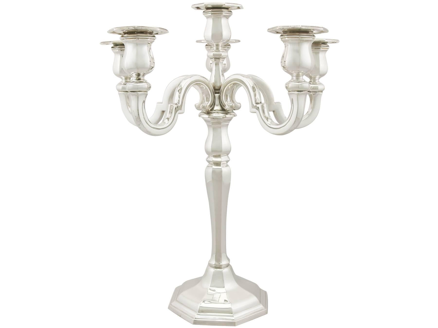Antique German Sterling Silver Six Light Candelabra In Excellent Condition In Jesmond, Newcastle Upon Tyne