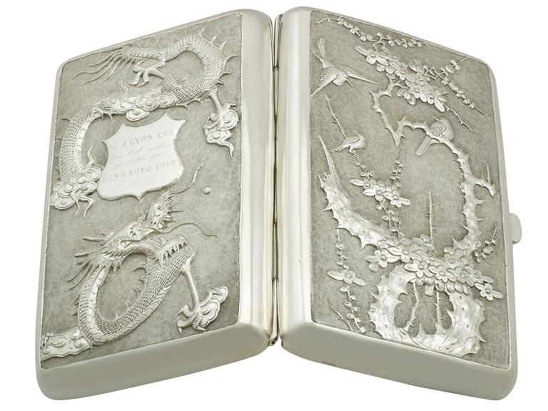 Antique Chinese Export Silver Cigarette Case For Sale at 1stdibs