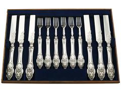 1850s Antique Victorian Sterling Silver Dessert Service
