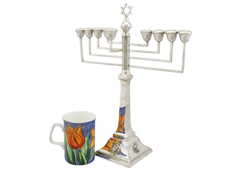 1930s Antique Sterling Silver Hanukkiah at 1stDibs hanukkiah for sale