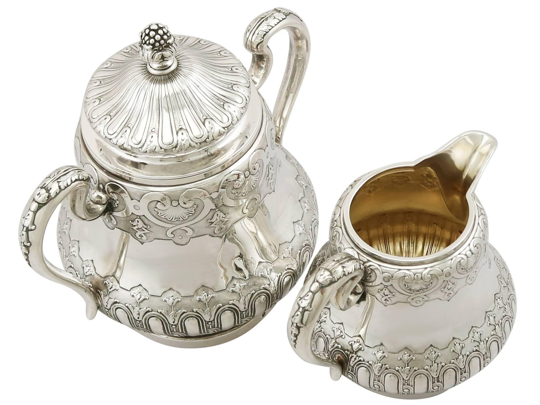 1900s French Silver Five-Piece Tea and Coffee Set with Tray 1