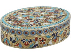 1900s Russian Silver Gilt and Polychrome Cloisonné Enamel Box