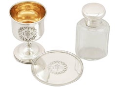 1830s Victorian Sterling Silver and Glass Communion Set