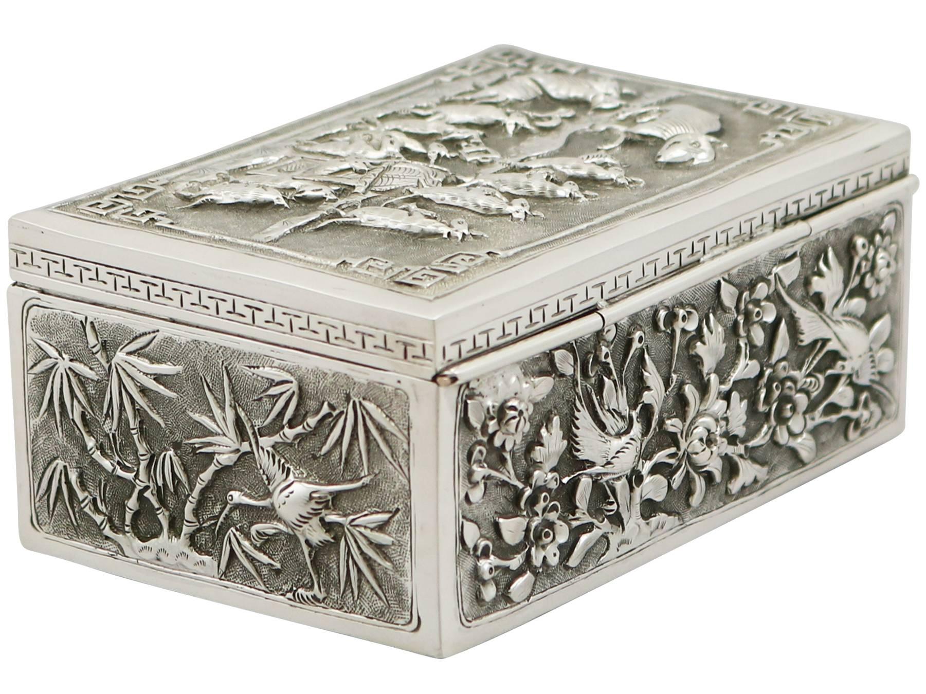 1890s Antique Chinese Export Silver Box In Excellent Condition In Jesmond, Newcastle Upon Tyne