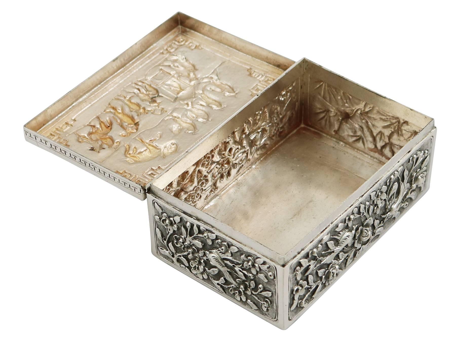 Late 19th Century 1890s Antique Chinese Export Silver Box