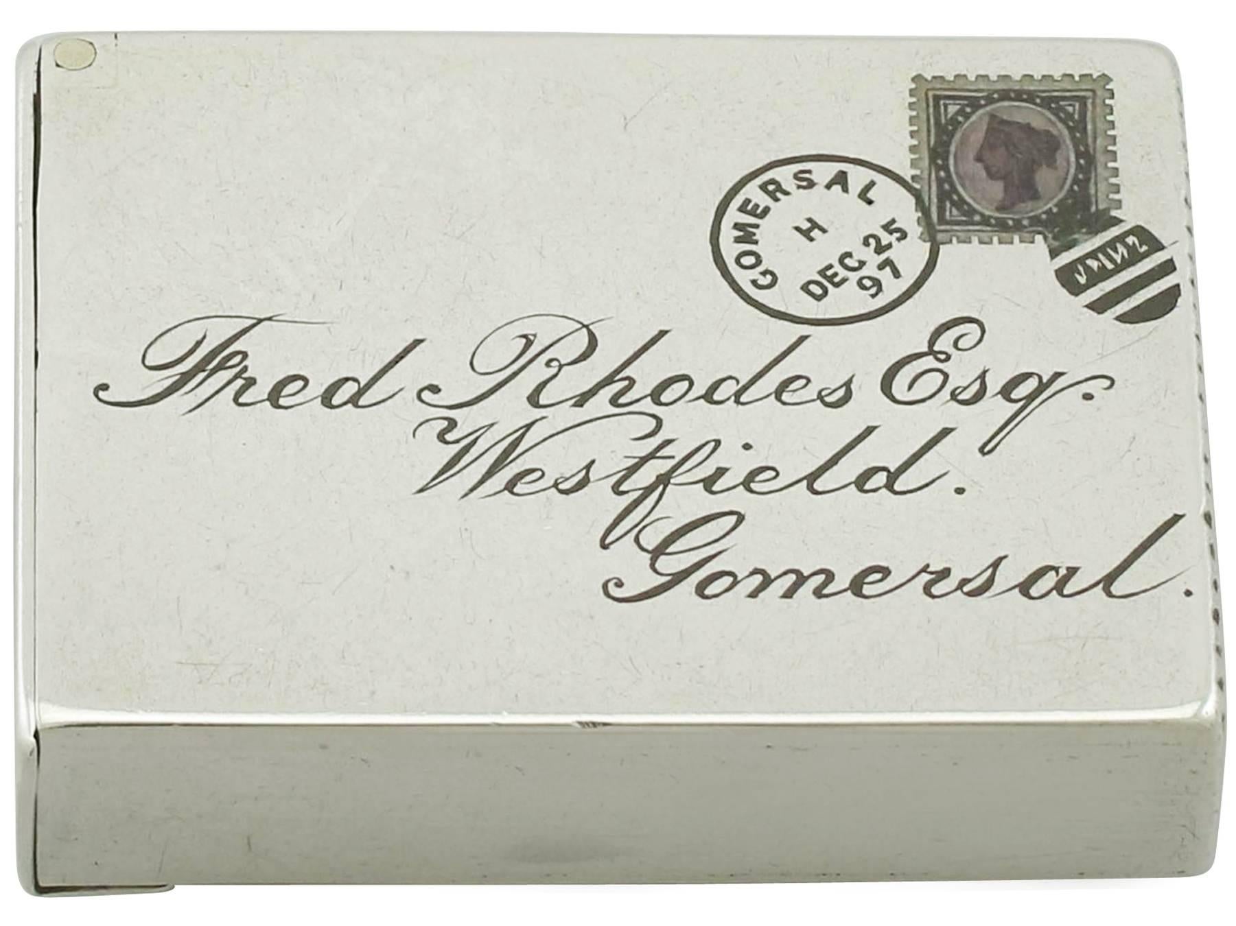 1890s Victorian Sterling Silver and Enamel Vesta Case