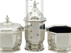 1930s Antique George VI Sterling Silver Condiment Set