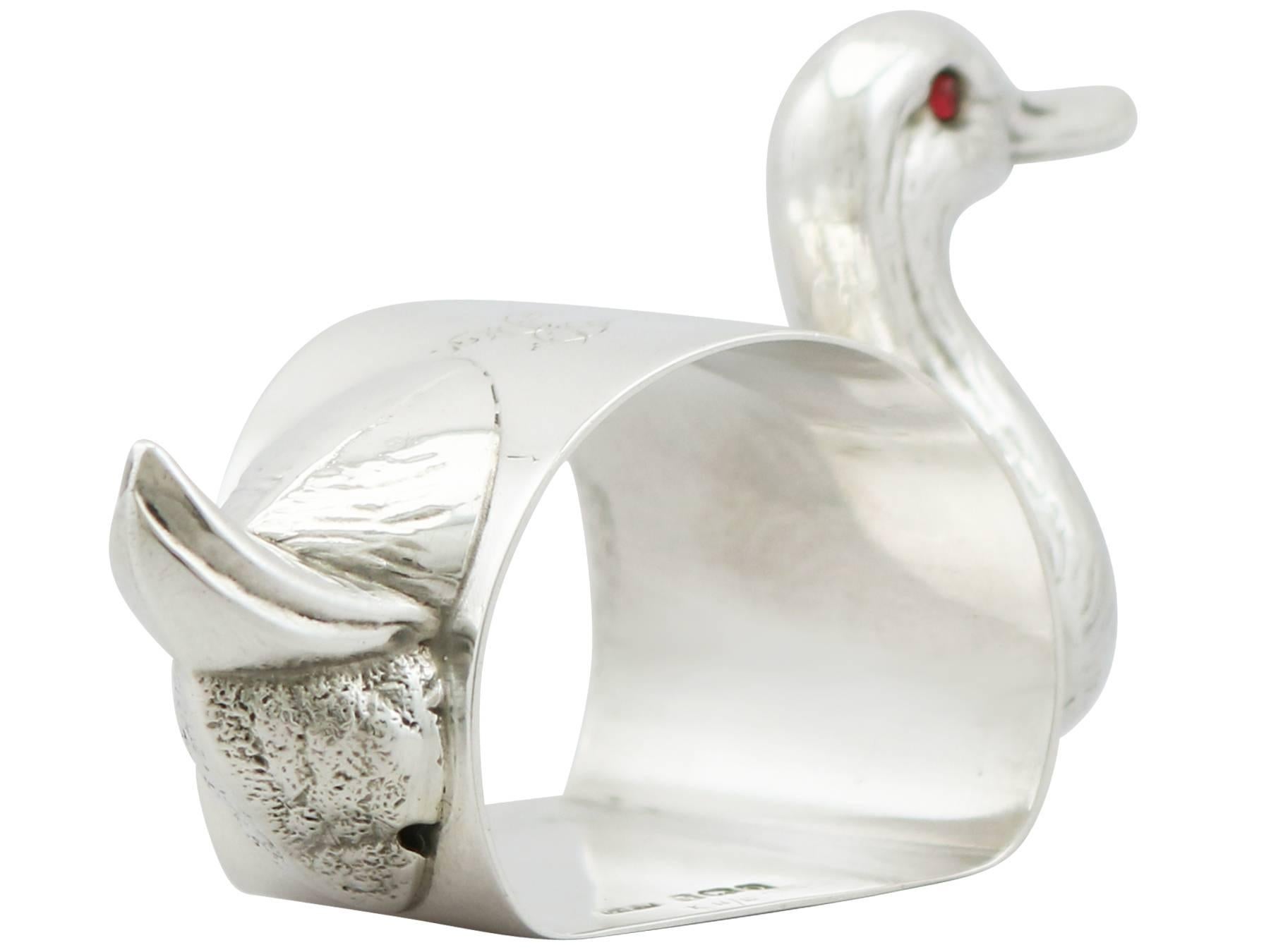 1910s Antique Sterling Silver Duck Napkin Ring For Sale at 1stDibs
