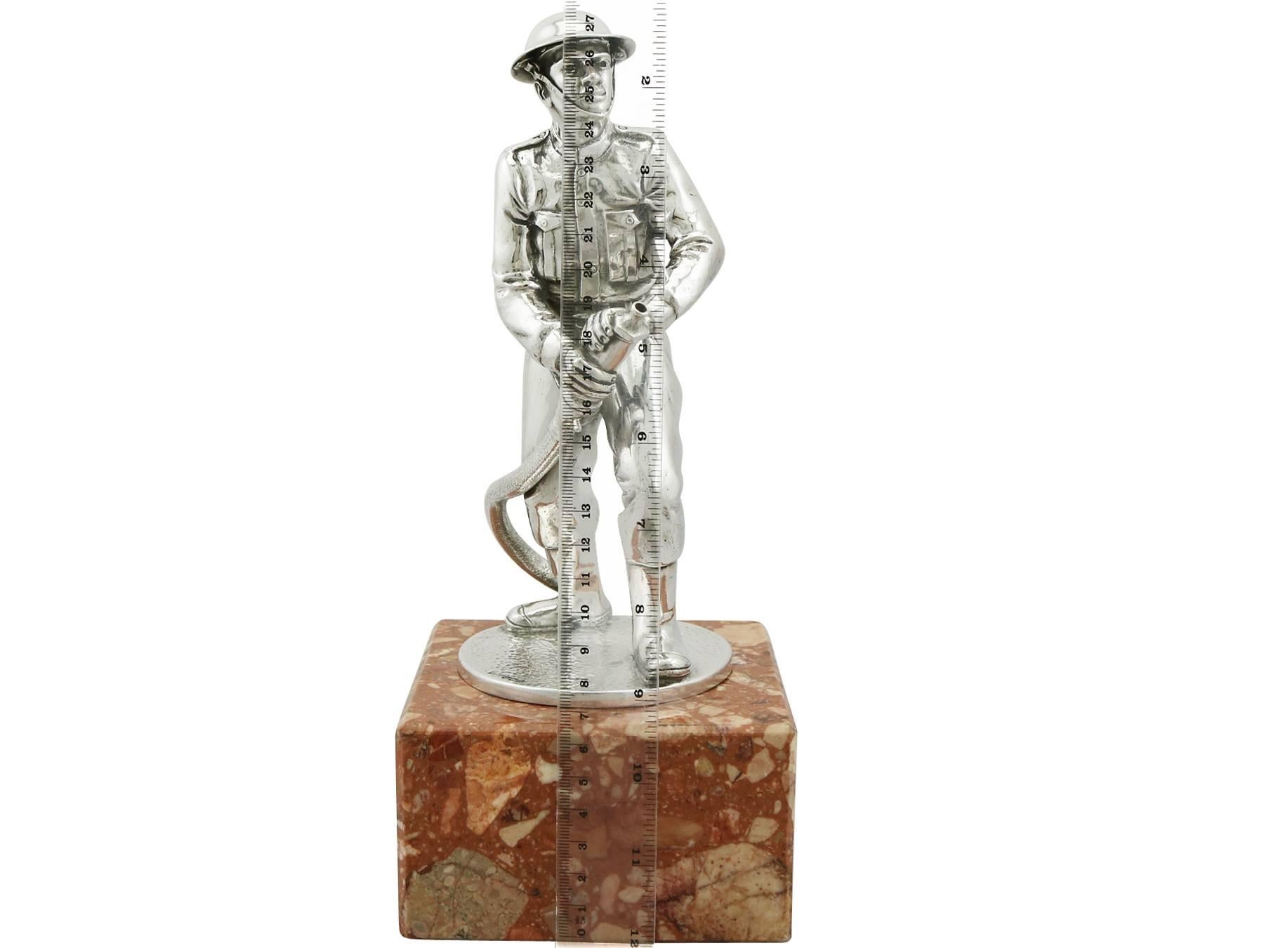 1955 Sterling Silver Fireman Ornament Trophy by Walker & Hall 4
