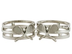 Edwardian Pair of Sterling Silver 'Tennis' Napkin Rings
