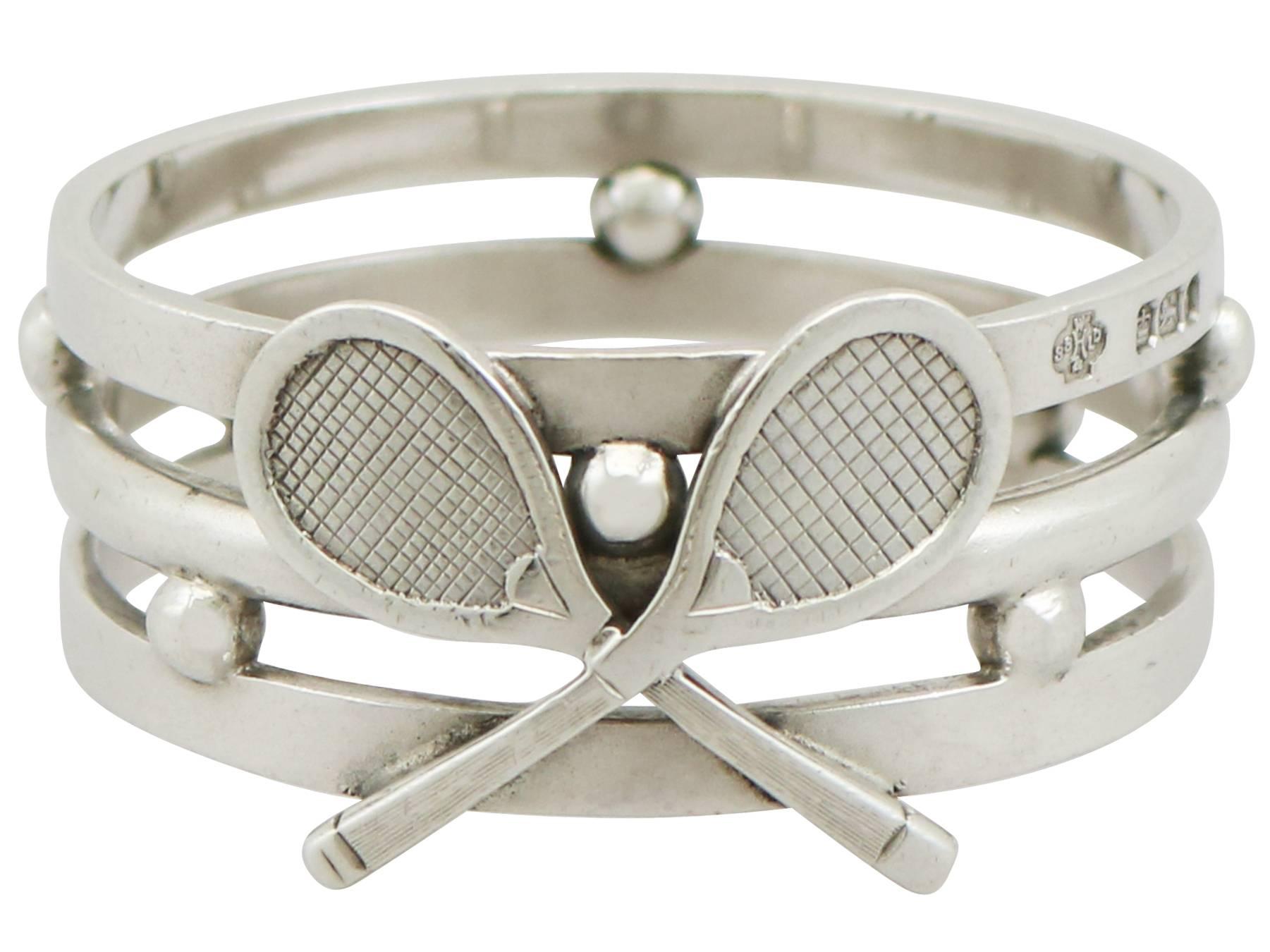 20th Century Edwardian Pair of Sterling Silver 'Tennis' Napkin Rings