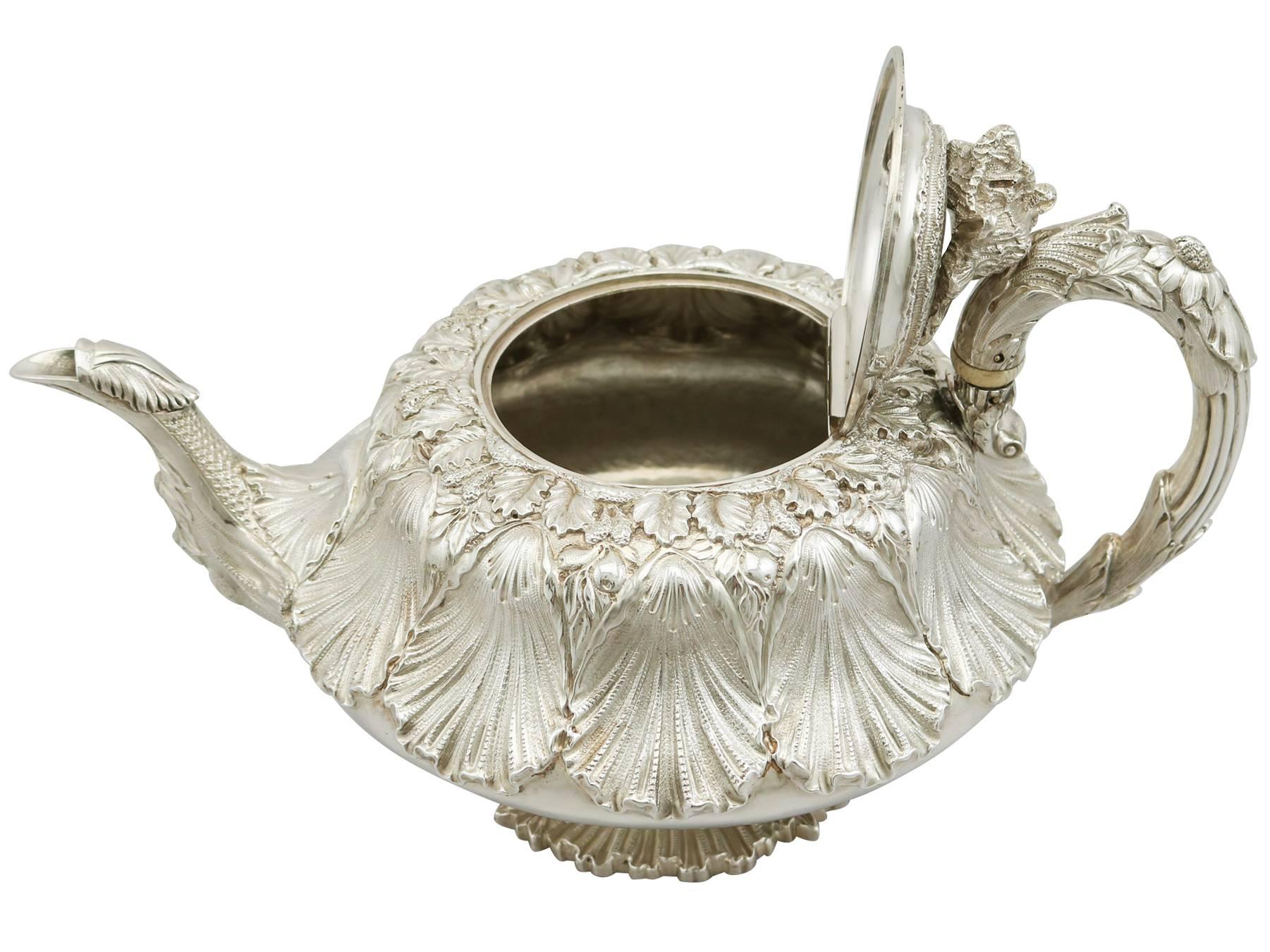 English Antique George IV Sterling Silver Teapot by Charles Thomas Fox