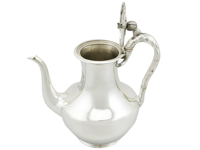 Antique 1850s Victorian Sterling Silver Coffee Pot For Sale at 1stdibs