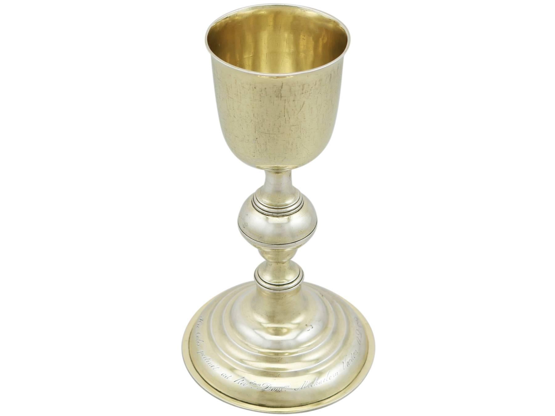 An exceptional, fine and impressive, antique Georgian Irish sterling silver chalice; an addition to AC Silver's collection of wine and drinks related silverware .

This exceptional antique George III Irish sterling silver ecclesiastical chalice