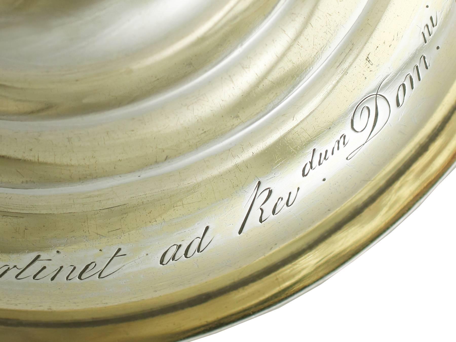 Mid-18th Century Antique George III 1760s Irish Sterling Silver Gilt Chalice