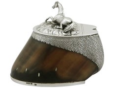 1840s Victorian Hoof and Sterling Silver Table Snuff Box