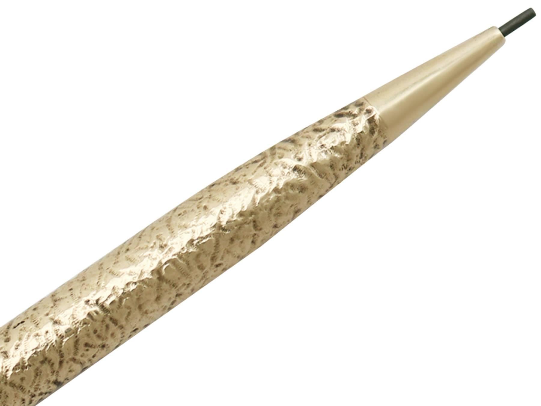English Vintage 9k Yellow Gold Pencil (1968) For Sale