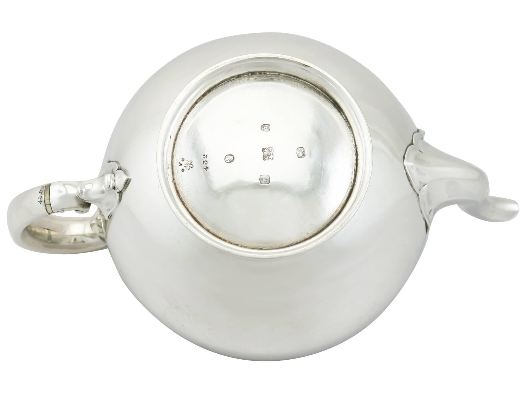 1840s Victorian Sterling Silver Teapot 2