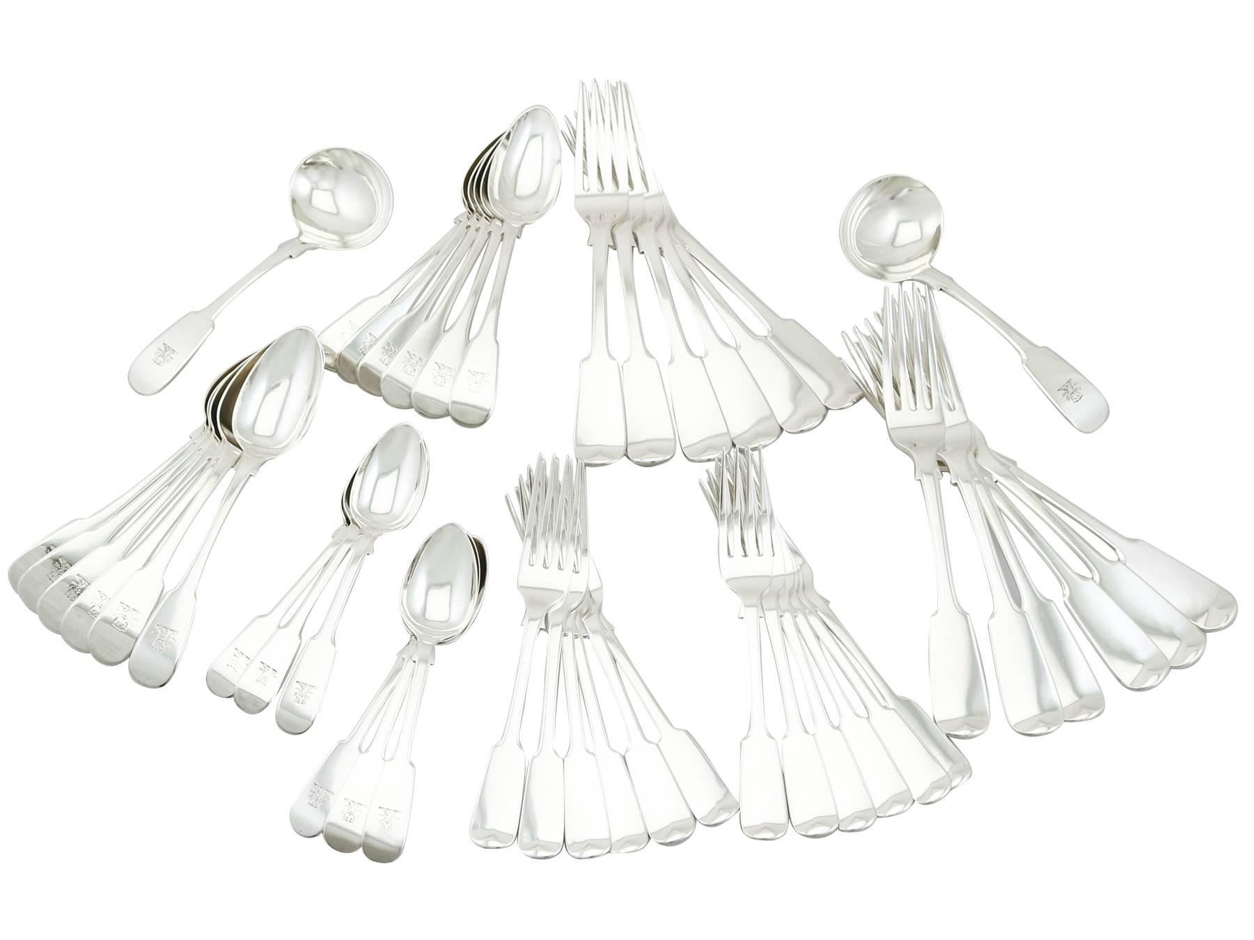 1830s Newcastle Sterling Silver Canteen of Cutlery for 12 Persons 3