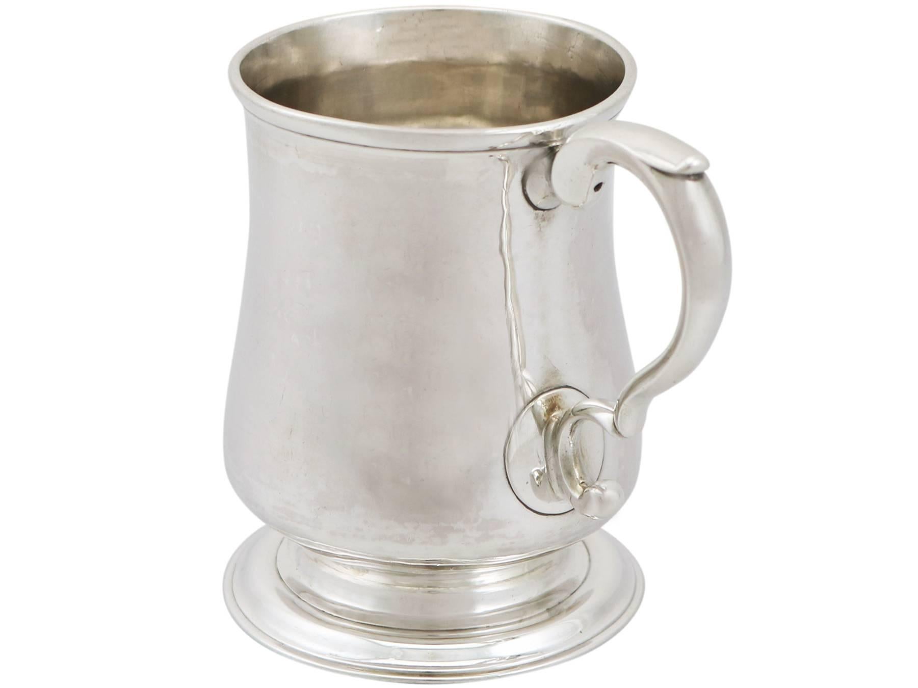 English 1760 Antique Newcastle Sterling Silver Half Pint / Christening Mug