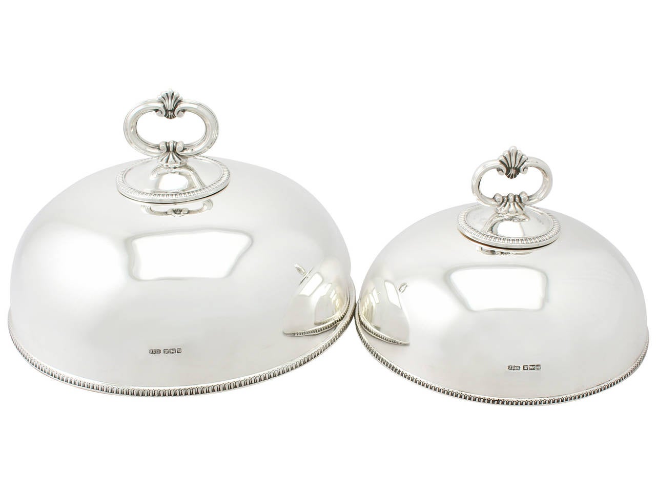 English Edwardian Sterling Silver Dish Covers, 1908