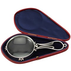 Antique Victorian Sterling Silver Magnifying Glass, Art Nouveau Style, Boxed