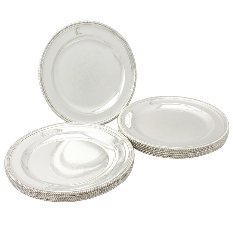 Set of 12 Sterling Silver Plates by Paul Storr For Sale at 1stdibs