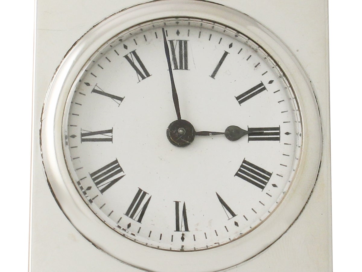 Antique George V English Sterling Silver Boudoir Clock 2