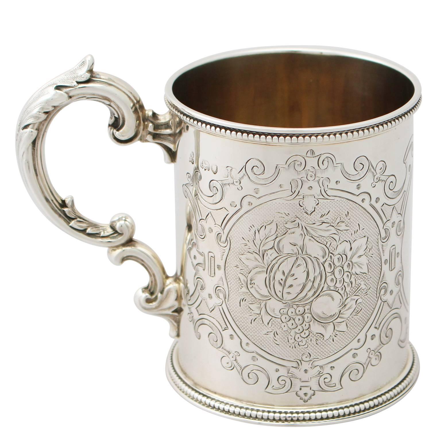 Antique Victorian Sterling Silver Christening Mug by Edward & John Barnard