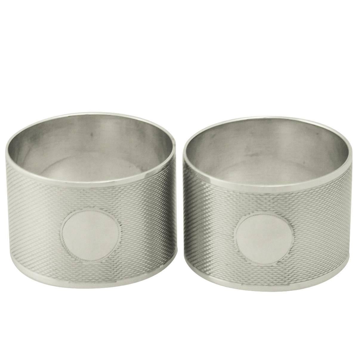 Vintage Sterling Silver Napkin Rings by Viners, 1940