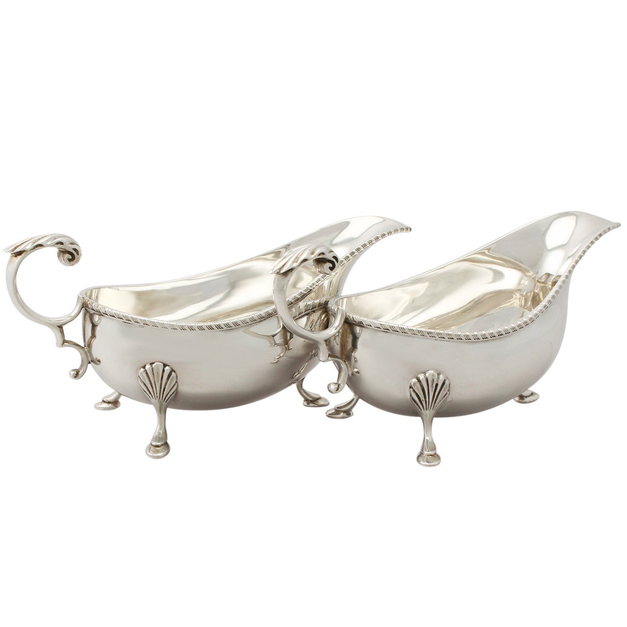 Vintage 1960s Sterling Silver Sauceboats / Gravy Boats