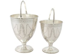 Antique George III Pair of Sterling Silver Sugar Baskets