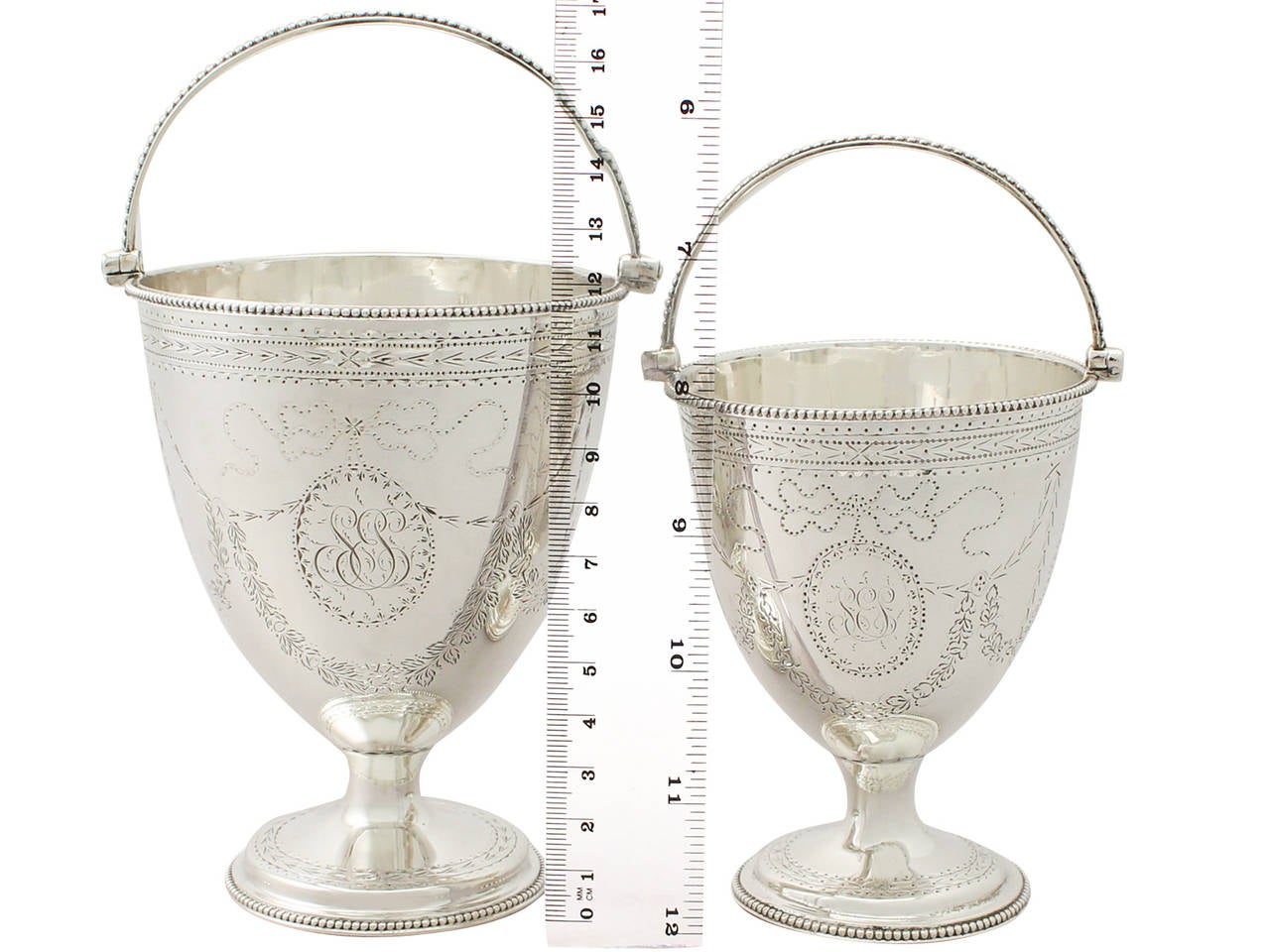 Antique George III Pair of Sterling Silver Sugar Baskets 3