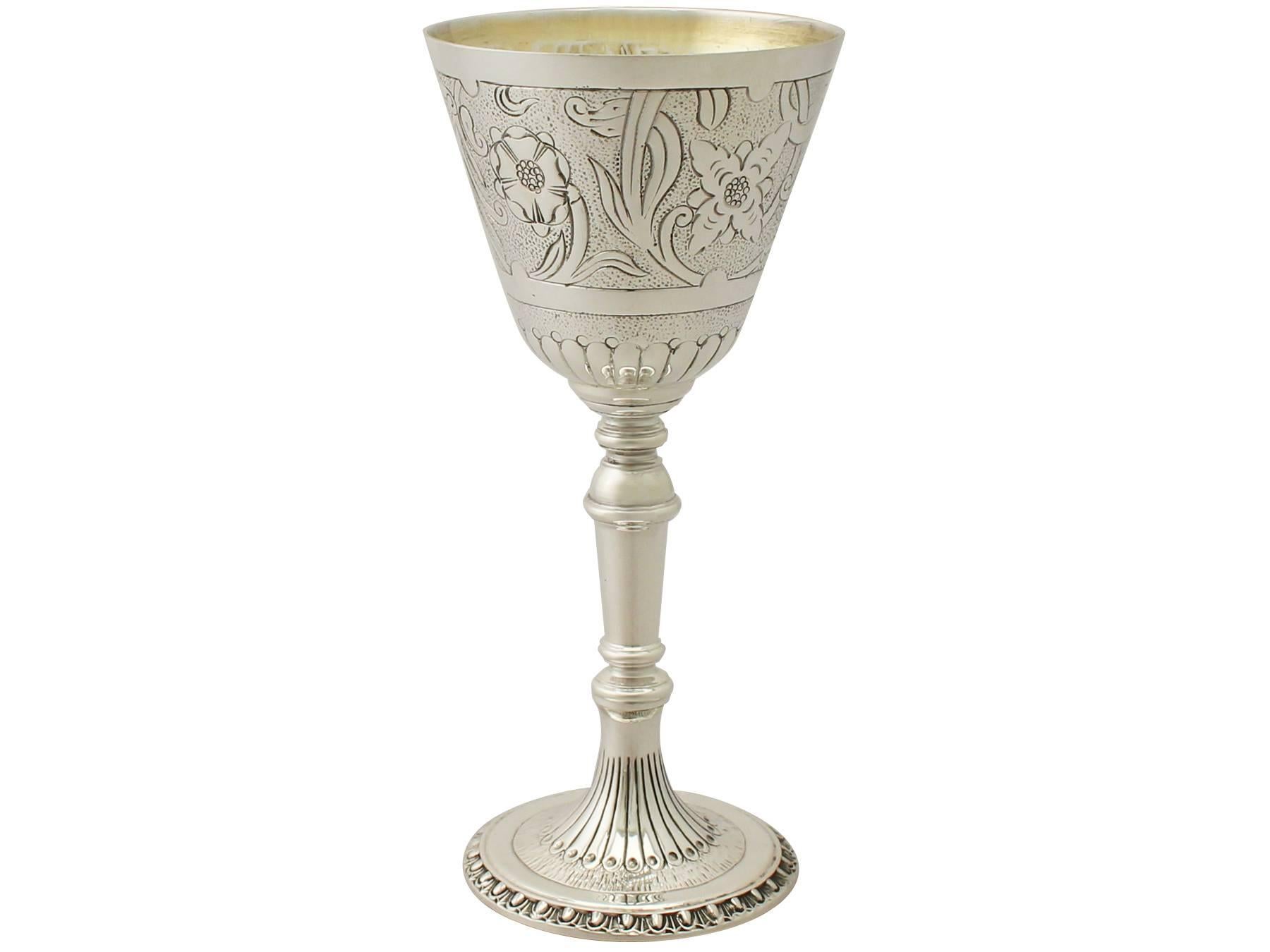 British 1970s Elizabeth II Set of Six Sterling Silver Goblets by Mappin and Webb
