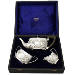 Used Victorian Sterling Silver Three-Piece Tea Service