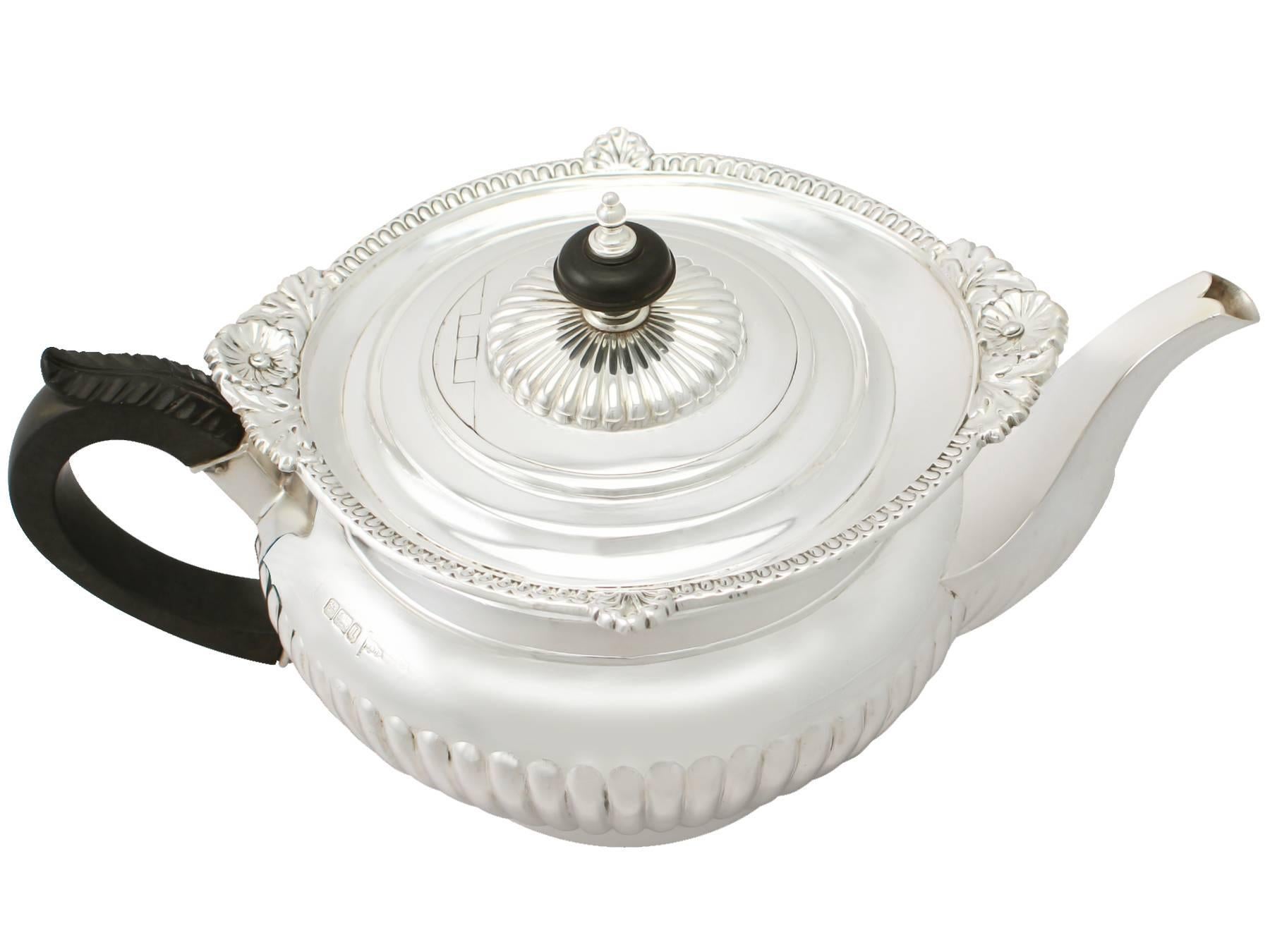 Great Britain (UK) Edwardian Queen Anne Style Sterling Silver Four-Piece Tea Service For Sale