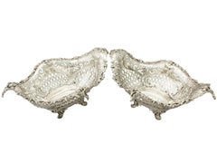 1900s Victorian English Sterling Silver Presentation Fruit Dishes