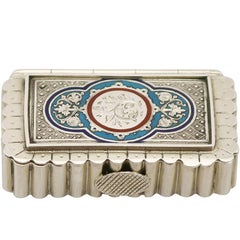 Victorian English Sterling Silver and Enamel Vesta Box