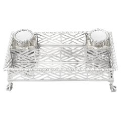 George V Sterling Silver Gallery Inkstand