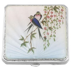 1940s Sterling Silver and Enamel Compact by Joseph Gloster Ltd