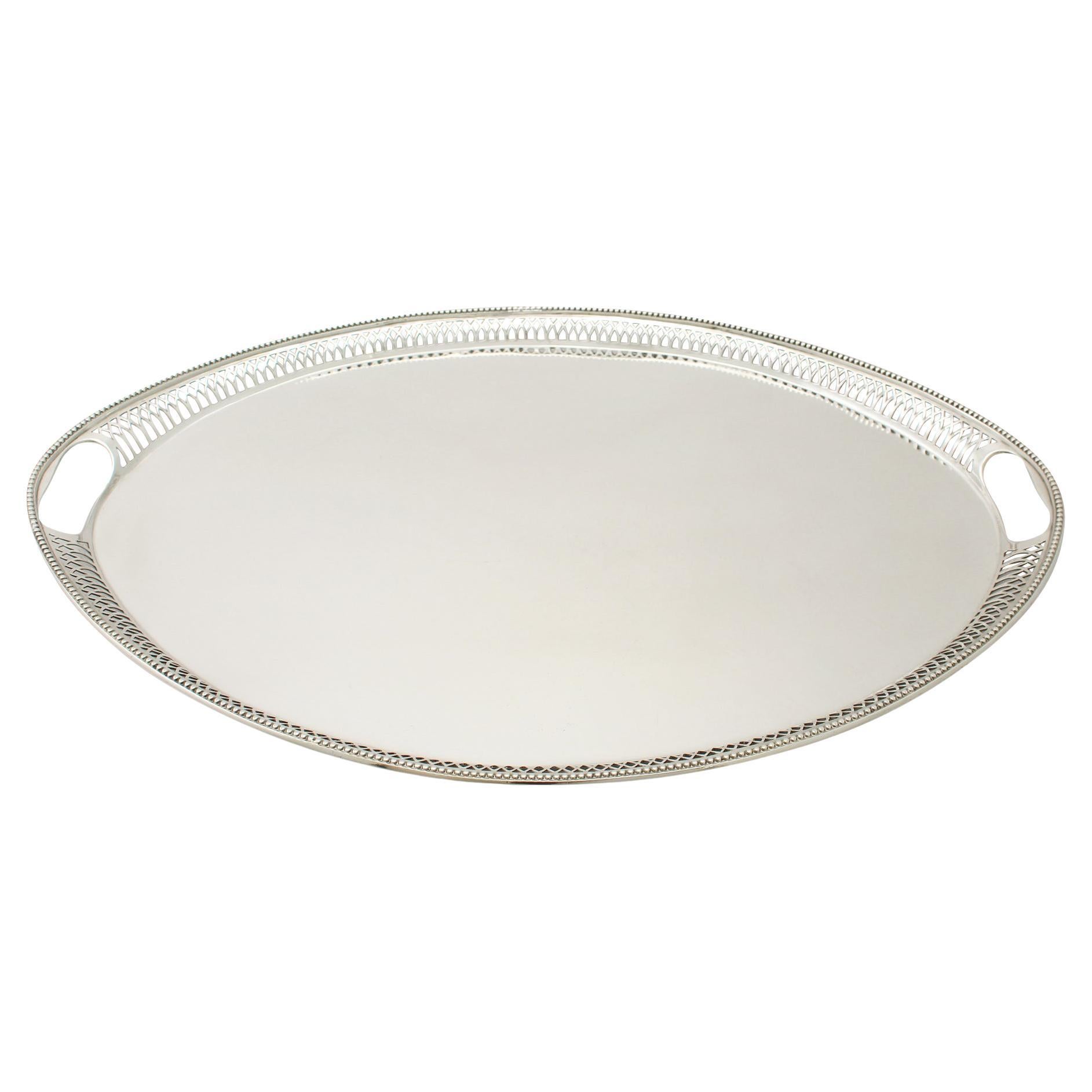 Sterling SilverMounted Inlaid Wood Gallery Tray at 1stDibs