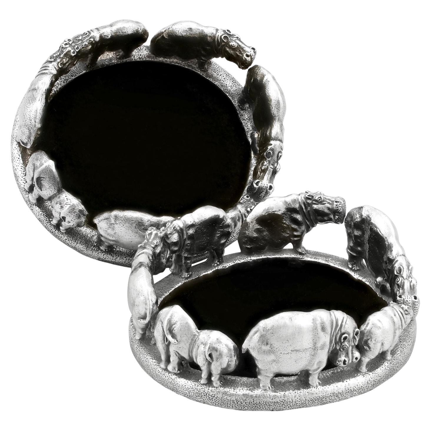 Patrick Mavos Cast Sterling Silver African Animal Coasters For Sale