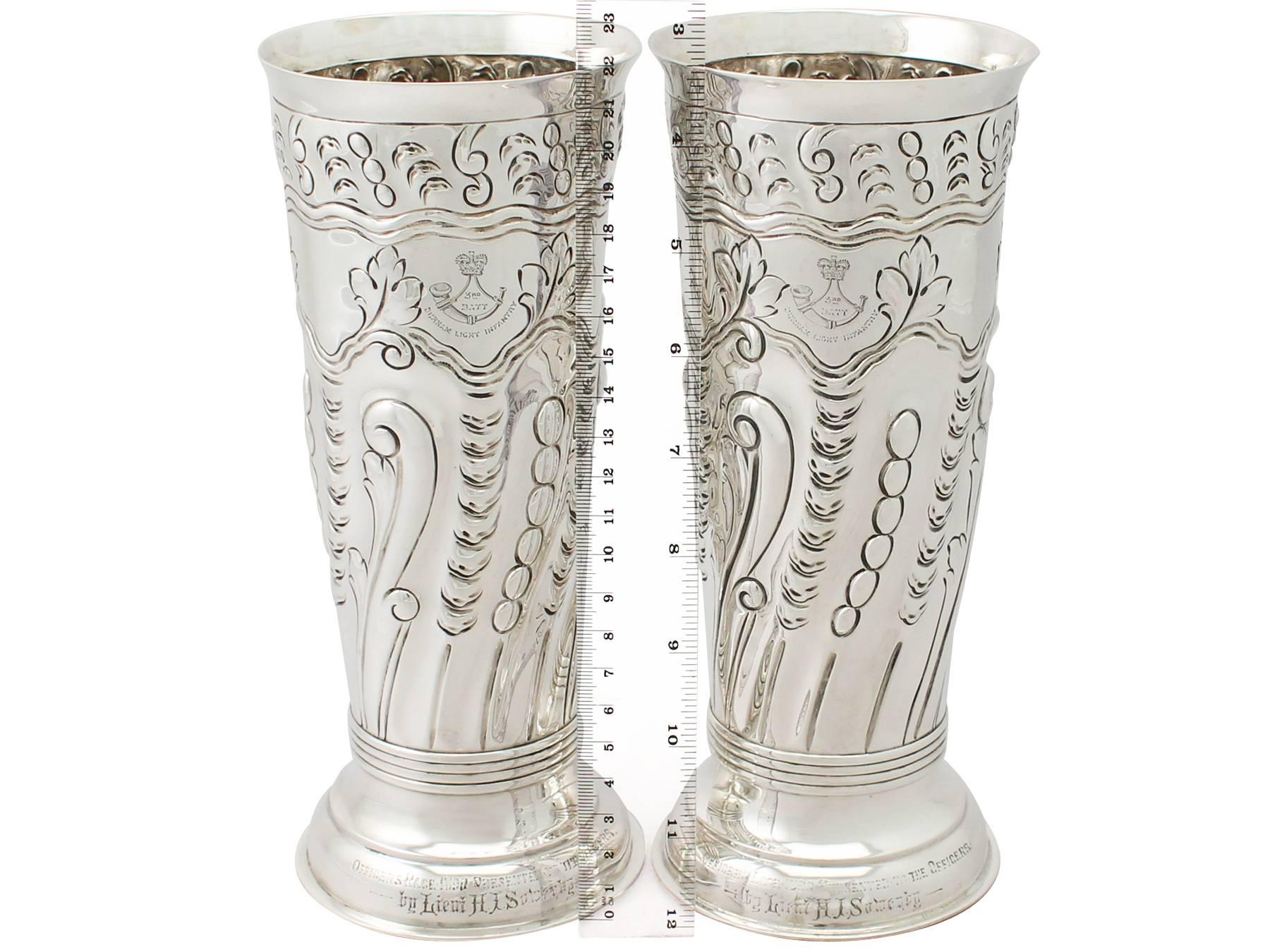 Pair of Sterling Silver Vases/Centerpieces, Antique Victorian 4