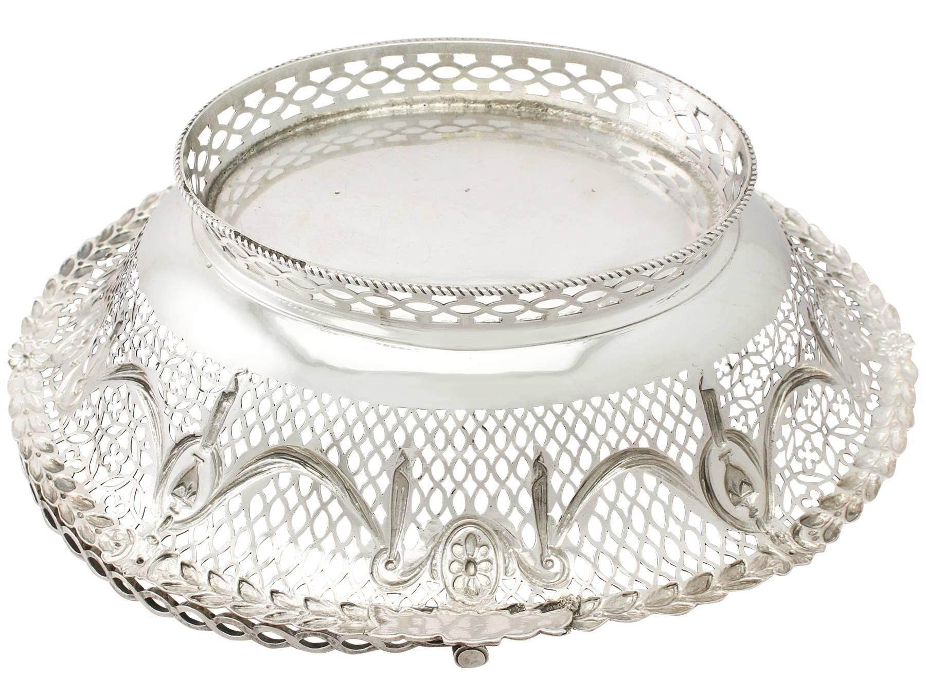 Late 18th Century Antique Sterling Silver Cake Basket 