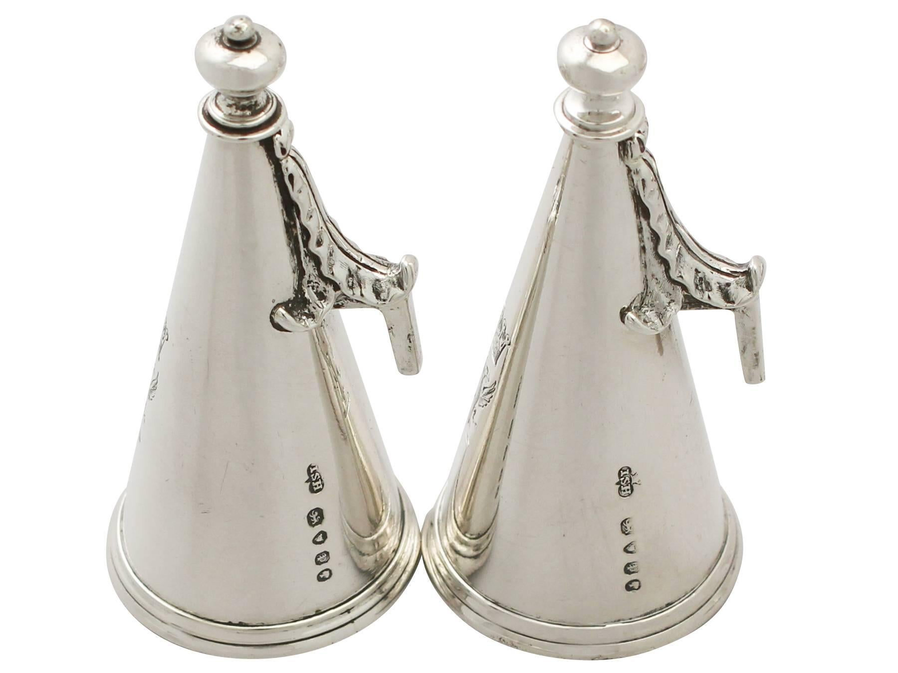 English Sterling Silver Chamber Candlesticks, Antique Victorian