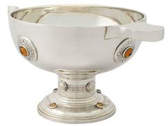 Sterling Silver and Citrine Bowl - Arts and Crafts Style - Vintage George VI