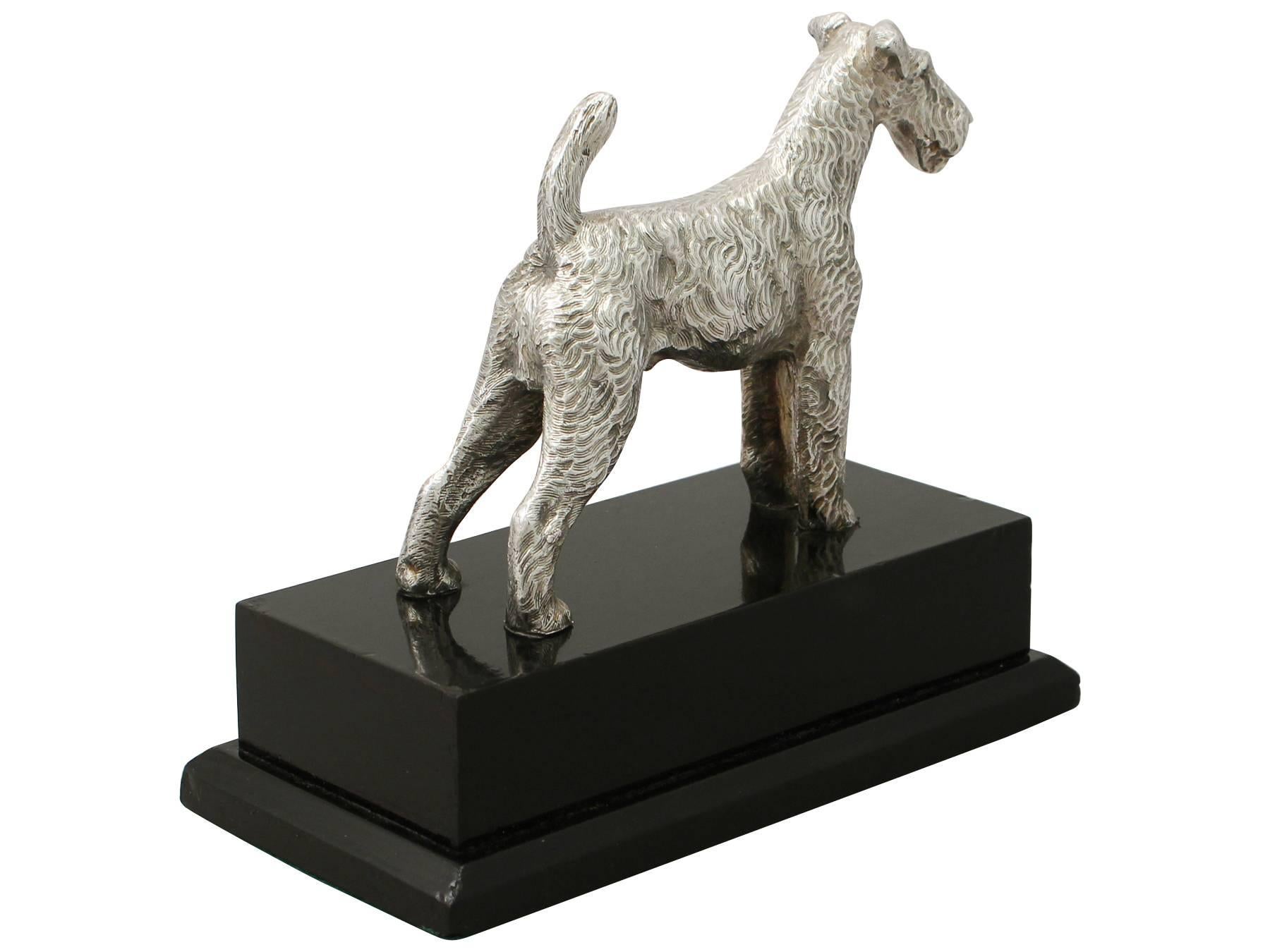 English Sterling Silver Airedale Terrier Presentation Model