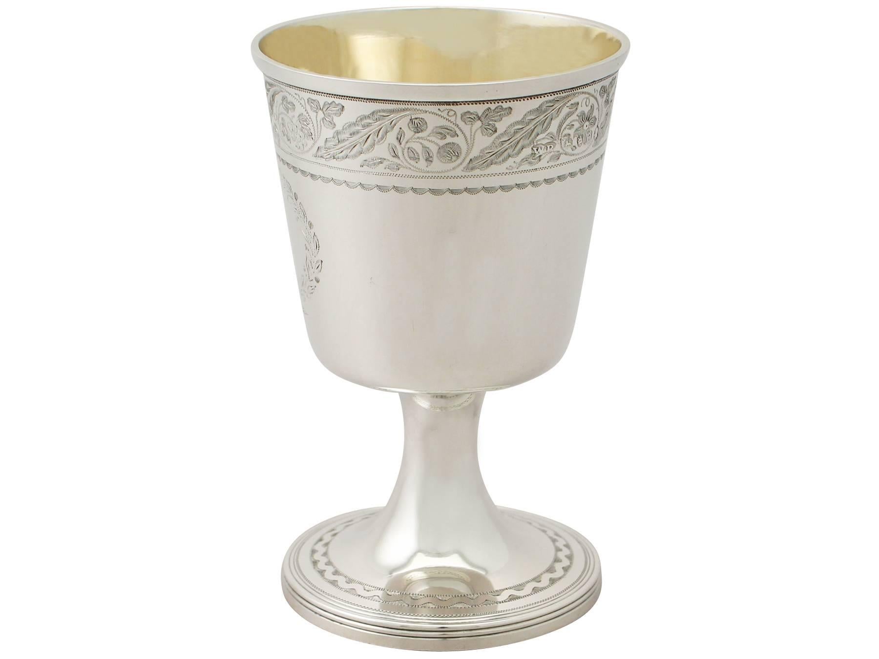 An exceptional, fine and impressive antique Victorian sterling silver goblet made by William Bateman I; an addition to our wine and drinks related silverware collection.

This exceptional antique George IV sterling silver goblet has a bell shaped