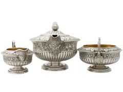Scottish Sterling Silver Three Piece Tea Service, Antique George IV