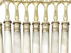 Sterling Silver and Mother of Pearl Gilt Fruit or Dessert Service for 24 Persons